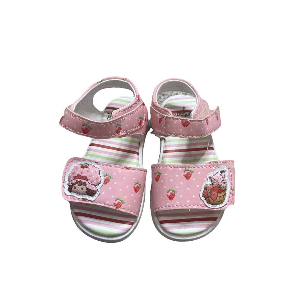 Strawberry Shortcake Sandals Toddler Girls Size 4 Pink Polka Dot Strawberry Cat